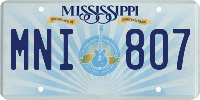 MS license plate MNI807