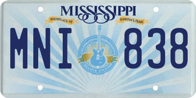 MS license plate MNI838