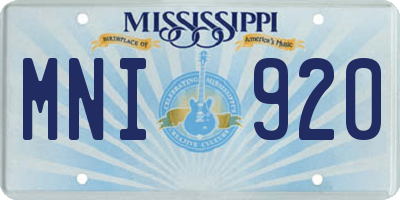 MS license plate MNI920