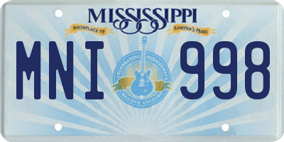 MS license plate MNI998