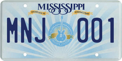 MS license plate MNJ001
