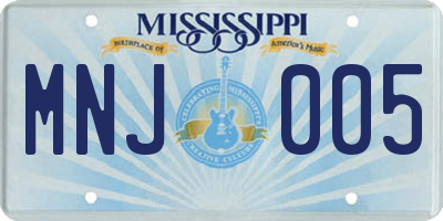 MS license plate MNJ005