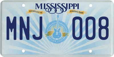 MS license plate MNJ008