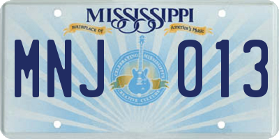 MS license plate MNJ013