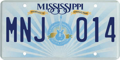 MS license plate MNJ014