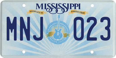 MS license plate MNJ023