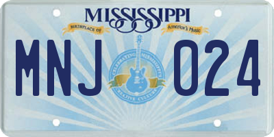 MS license plate MNJ024