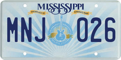 MS license plate MNJ026