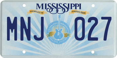 MS license plate MNJ027