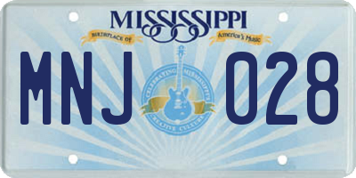 MS license plate MNJ028