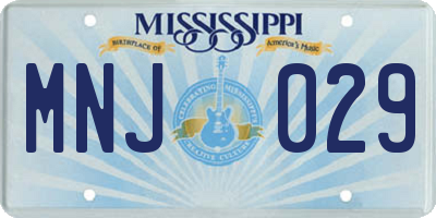 MS license plate MNJ029