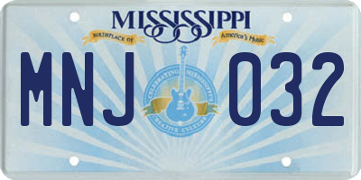 MS license plate MNJ032
