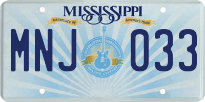 MS license plate MNJ033