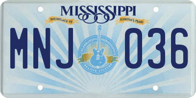 MS license plate MNJ036