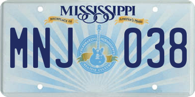 MS license plate MNJ038