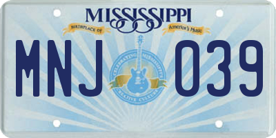 MS license plate MNJ039