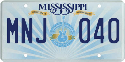 MS license plate MNJ040