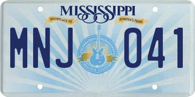 MS license plate MNJ041