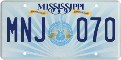 MS license plate MNJ070
