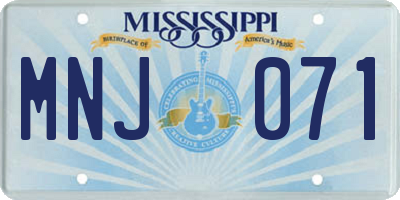 MS license plate MNJ071