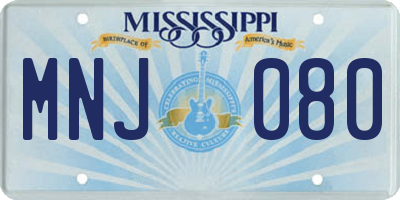 MS license plate MNJ080