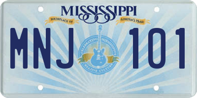 MS license plate MNJ101
