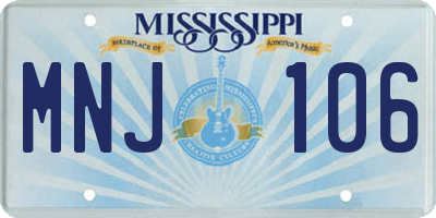 MS license plate MNJ106