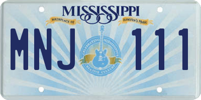 MS license plate MNJ111