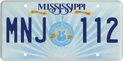 MS license plate MNJ112
