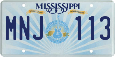 MS license plate MNJ113