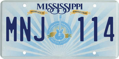 MS license plate MNJ114