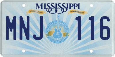 MS license plate MNJ116