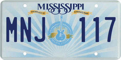 MS license plate MNJ117