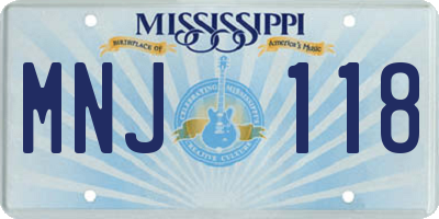 MS license plate MNJ118