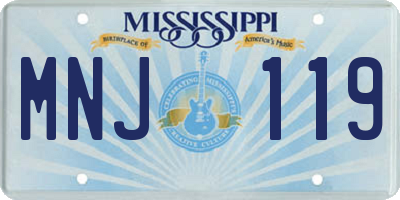 MS license plate MNJ119