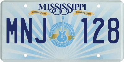 MS license plate MNJ128
