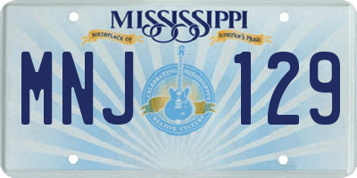 MS license plate MNJ129