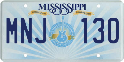 MS license plate MNJ130