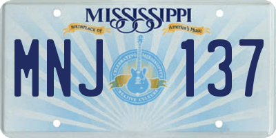 MS license plate MNJ137