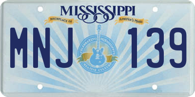 MS license plate MNJ139