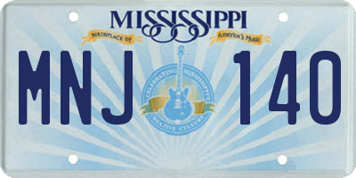 MS license plate MNJ140