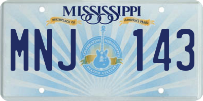 MS license plate MNJ143