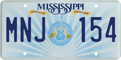 MS license plate MNJ154