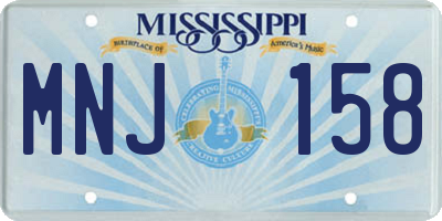 MS license plate MNJ158