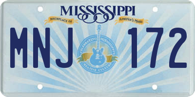 MS license plate MNJ172