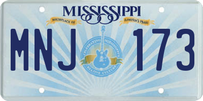 MS license plate MNJ173