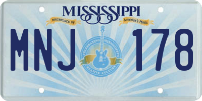 MS license plate MNJ178
