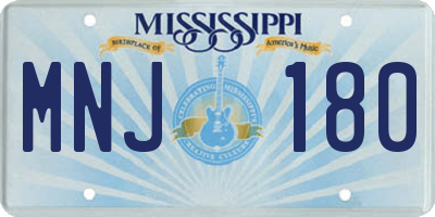 MS license plate MNJ180