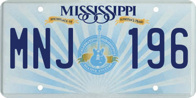 MS license plate MNJ196