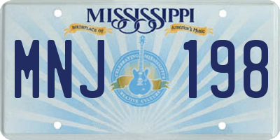 MS license plate MNJ198